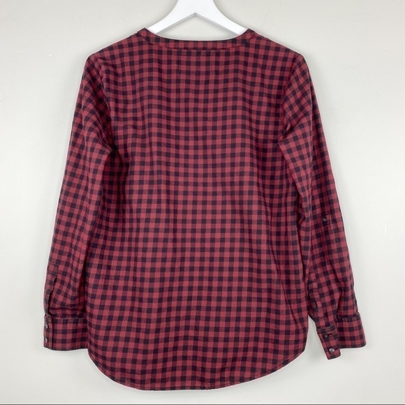 Calvin Klein Red and Black Plaid Cotton Button Shirt Size Medium - Picture 3 of 5